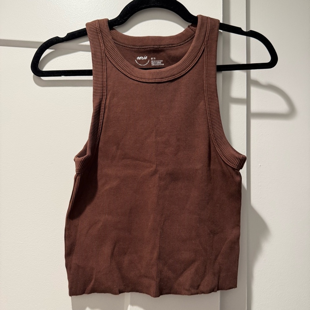 Aerie Brown Ribbed Tank Top